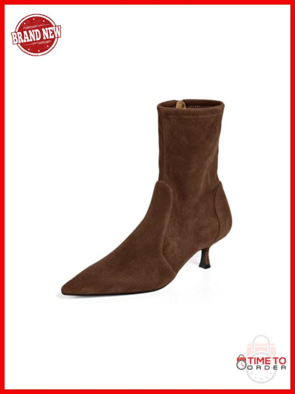 Womens Kitten Heel Ankle Boots Pointed Toe Booties Side Zipper Fall Shoes